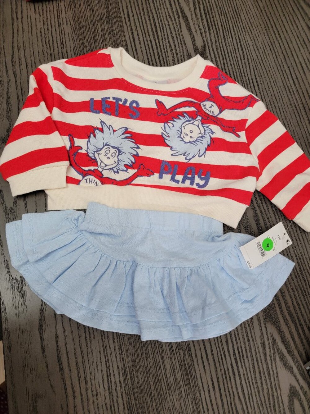 Toddler Girls' 2pc Dr. Seuss Thing 1 Thing 2 Sweatshirt & Skirt Set - Red 12M